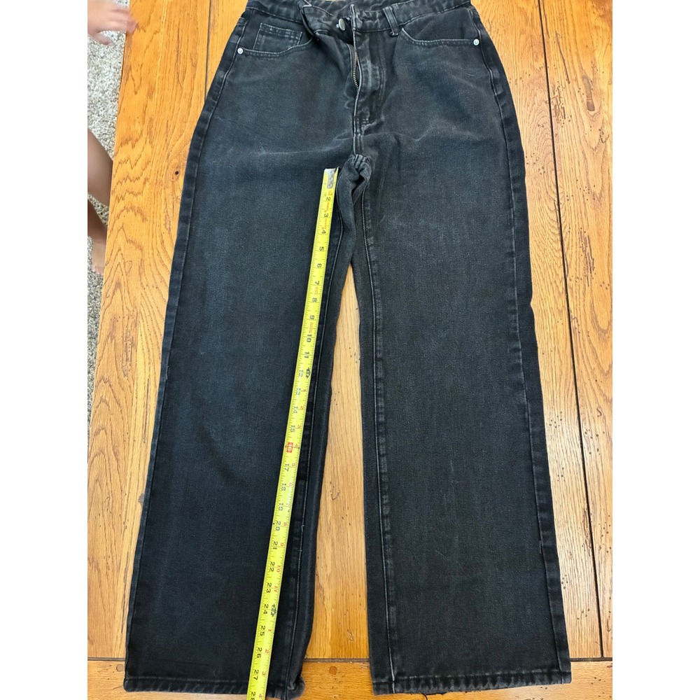 Wanderful Women Faded Black Wide Leg High Waisted Denim Jeans 28.5 Inseam size 6